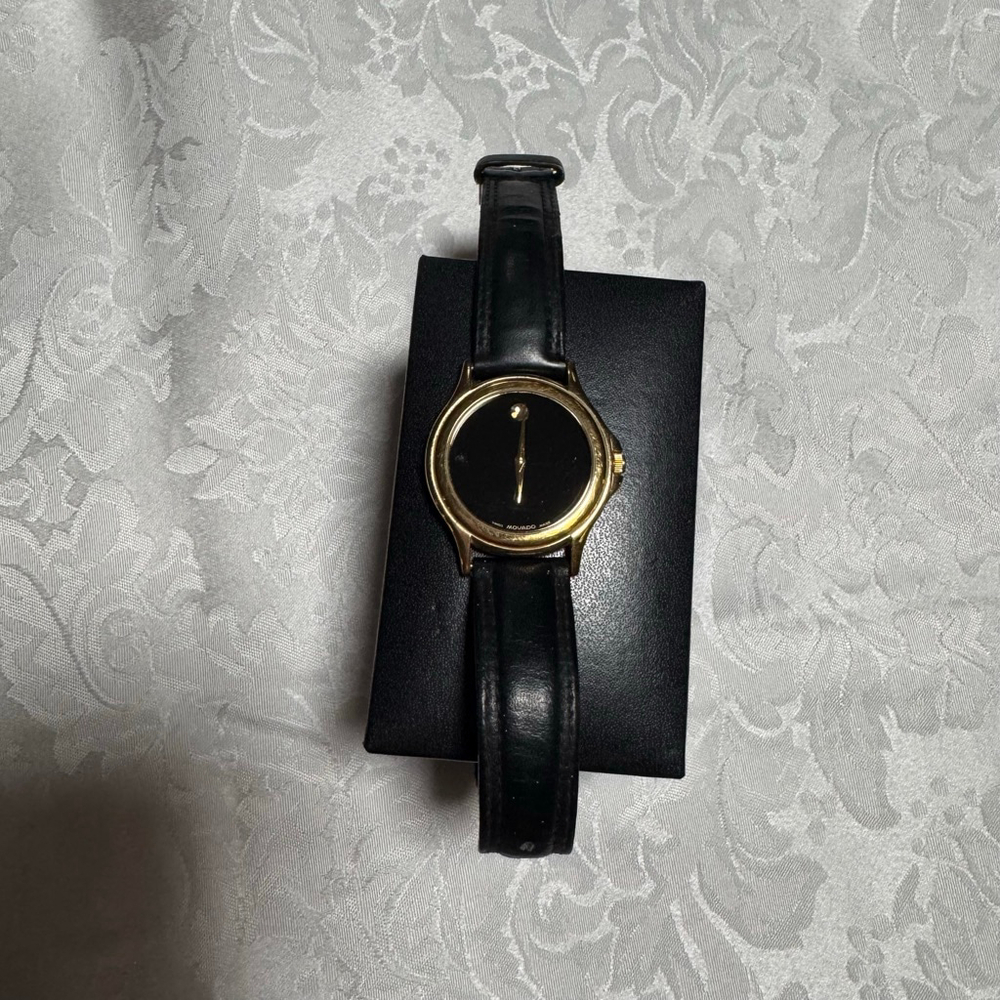 Men's Vintage Movado Black & Gold Museum Dial Watch